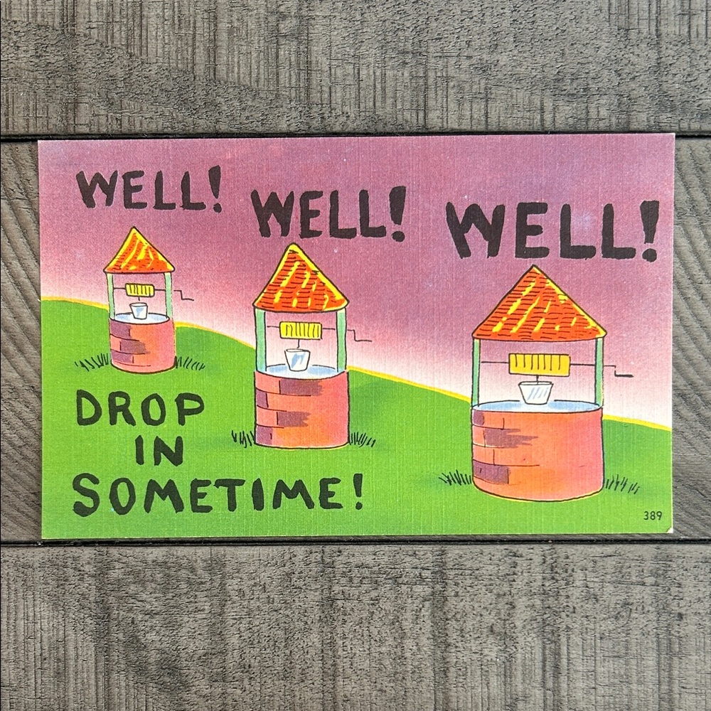 Vintage Colorful Well Linen Postcard